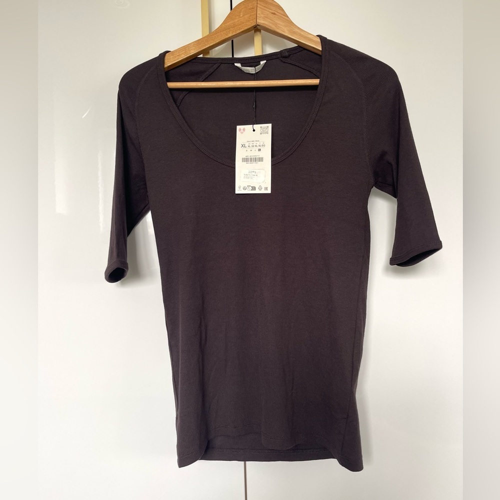 Zara Short Sleeve Top Brown size XL NWT